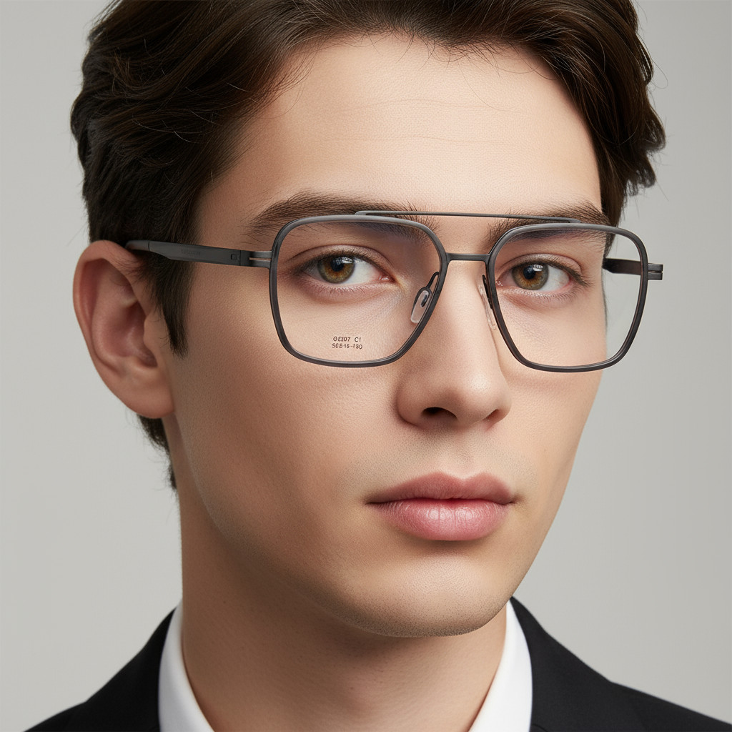 Stainless Steel Frame with Swiss EMS TR Inlay & Titanium Temples 不鏽鋼內嵌瑞士 EMS 的 TR & 鈦鏡腿